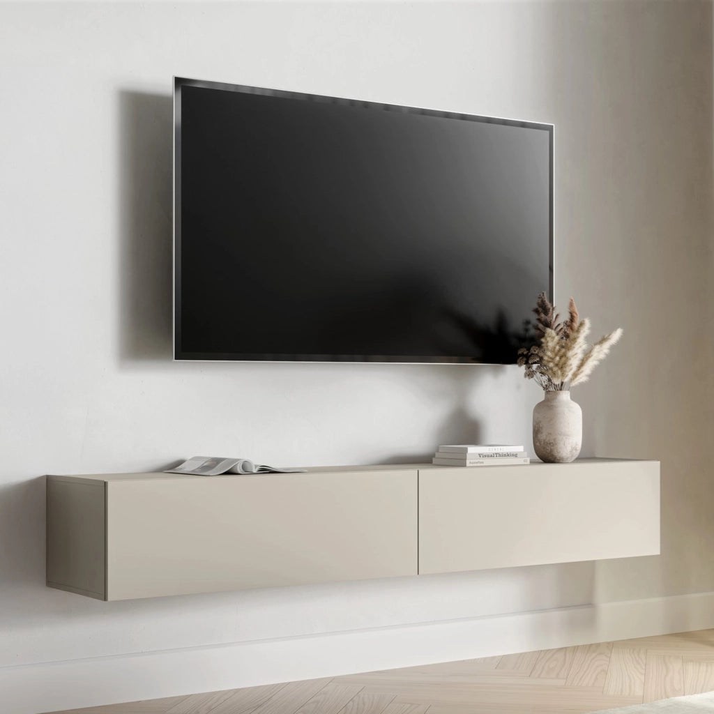 Mocogno, Mobile Porta tv un Ripiano, 200x32x32h cm Beige
