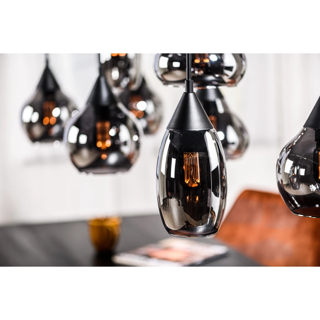Lampadario a sospensione 8 luci H340 vetro fume'