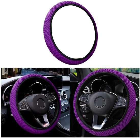 Supporto al Volante Antiscivolo - Elastico - Resistente al Calore - Tessuto Microfibra - Diametro 37-38 cm - Comodo e Respirante - Supporto al Volante