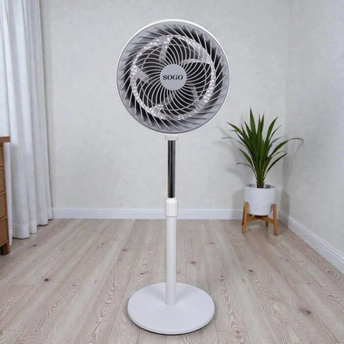 Ventilatore a piantana 30 cm con 3 velocità, oscillazione automatica, altezza regolabile 110 cm, 85W - SOGO