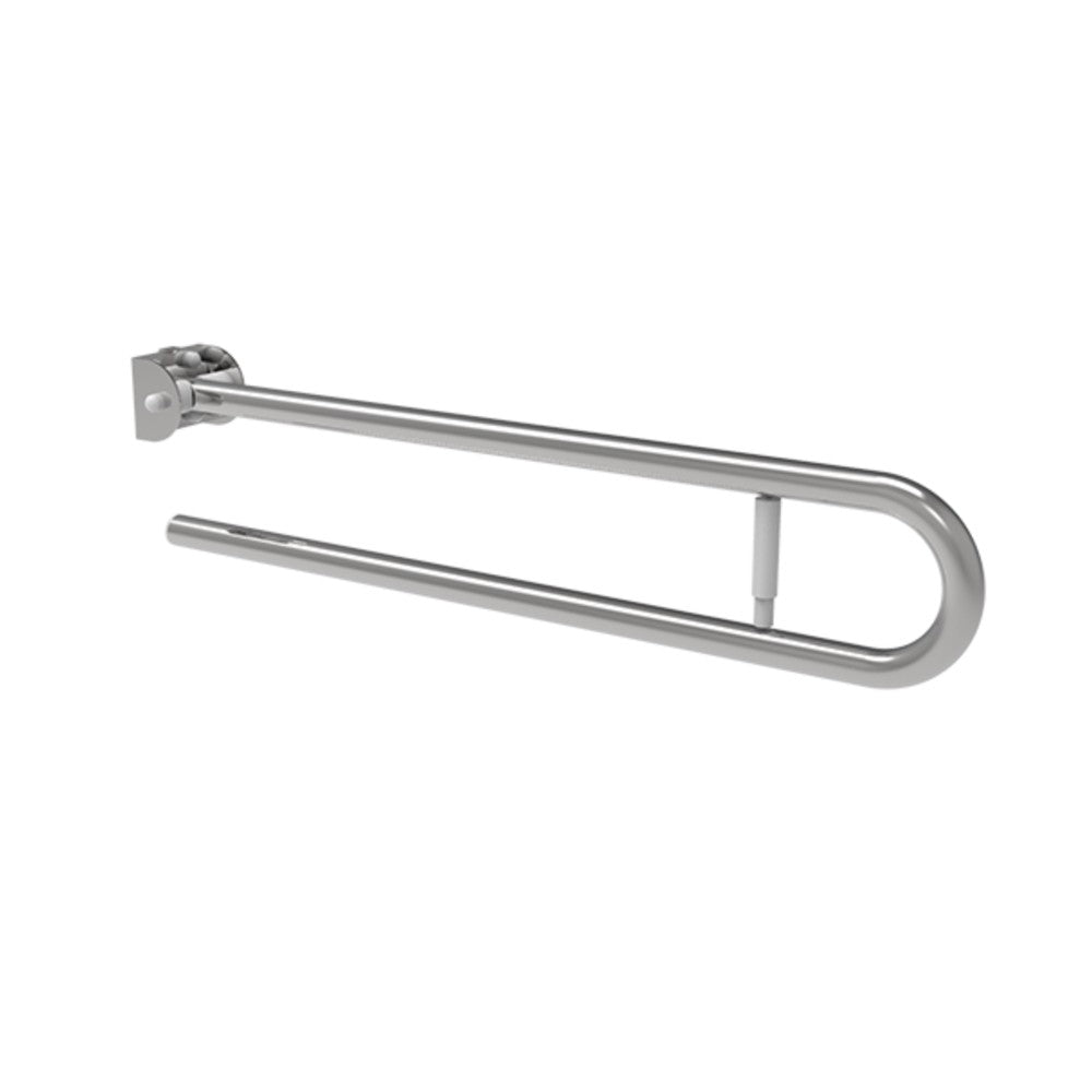Barra maniglione ribaltabile cm 83 con porta rotolo inox bianco