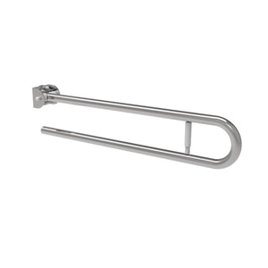 Barra maniglione ribaltabile cm 83 con porta rotolo inox bianco