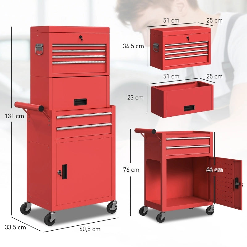 CARRELLO PORTAUTENSILI 62x39,5x82 cm in acciaio rosso