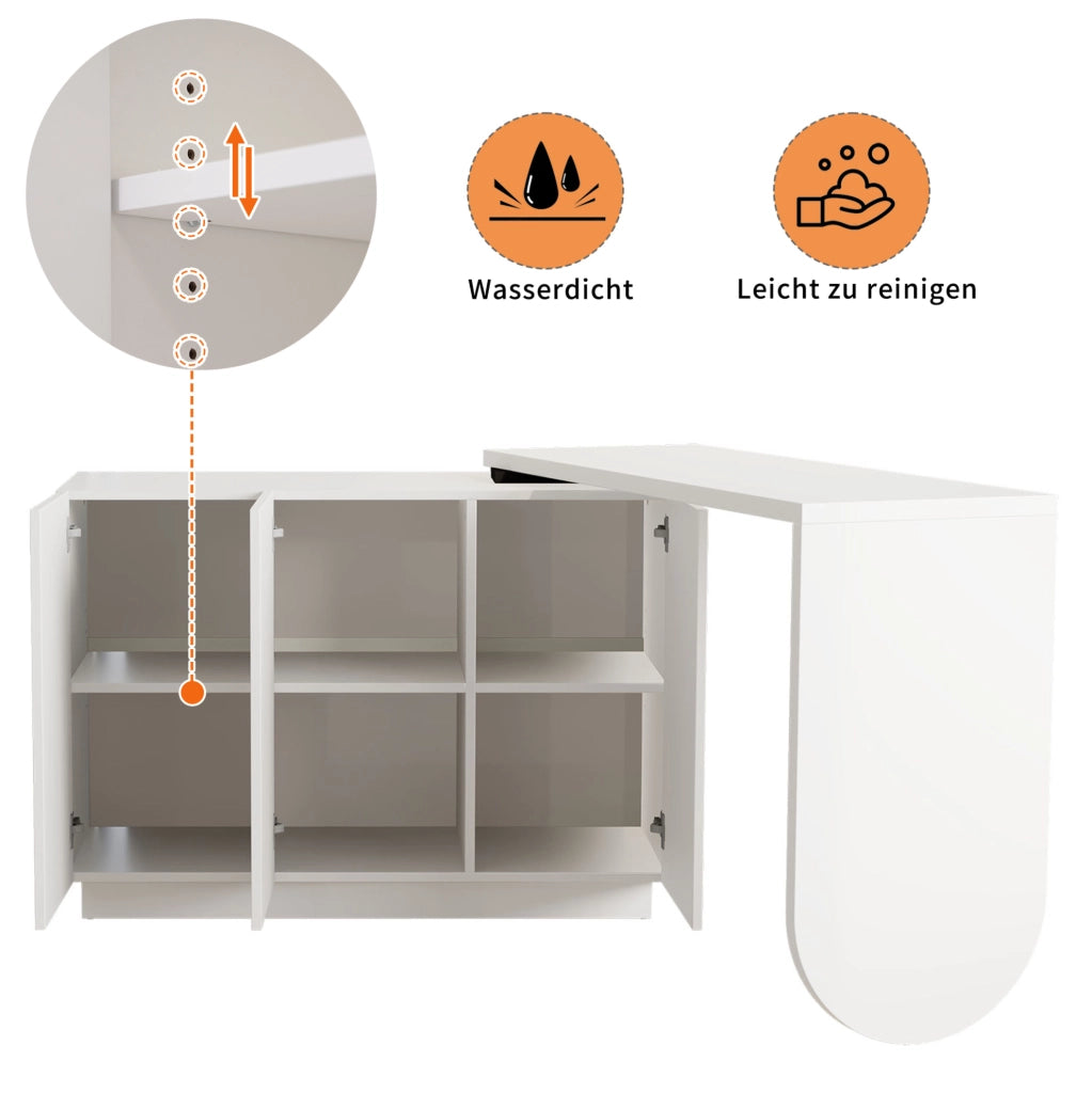 Scrivania angolare girevole a L 110 cm in MDF bianco con mobile contenitore