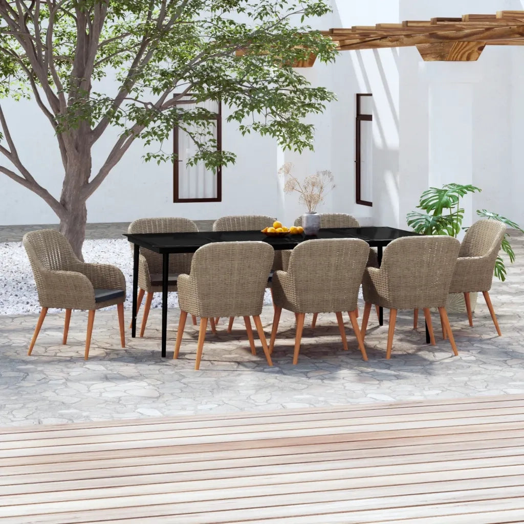 Set Mobili da Pranzo per Giardino 9 pz con Cuscini Marrone cod mxl 41943