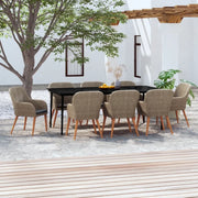 Set Mobili da Pranzo per Giardino 9 pz con Cuscini Marrone cod mxl 41943