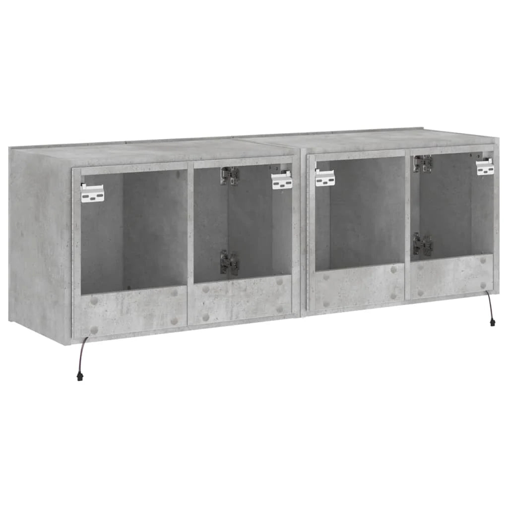 Mobile TV multimediale da parete mensola TV credenza mobile TV sala da pranzo soggiorno camera da letto e luci LED 2 pezzi 60 x 35 x 41 cm grigio 02_0029133