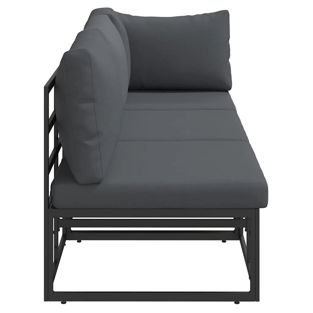 vidaXL Mobili da Esterno con cuscino con cuscino 3 pcs Nero Alluminio