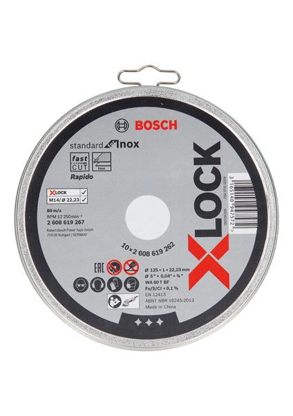 Confezione 10 dischi taglio X Lock per smerigliatrici D.125mm spessore 1mm INOX