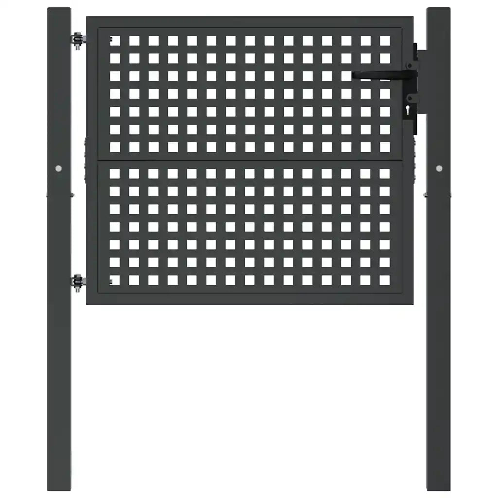 Cancello da Giardino Antracite 100x75 cm in Acciaio 154559