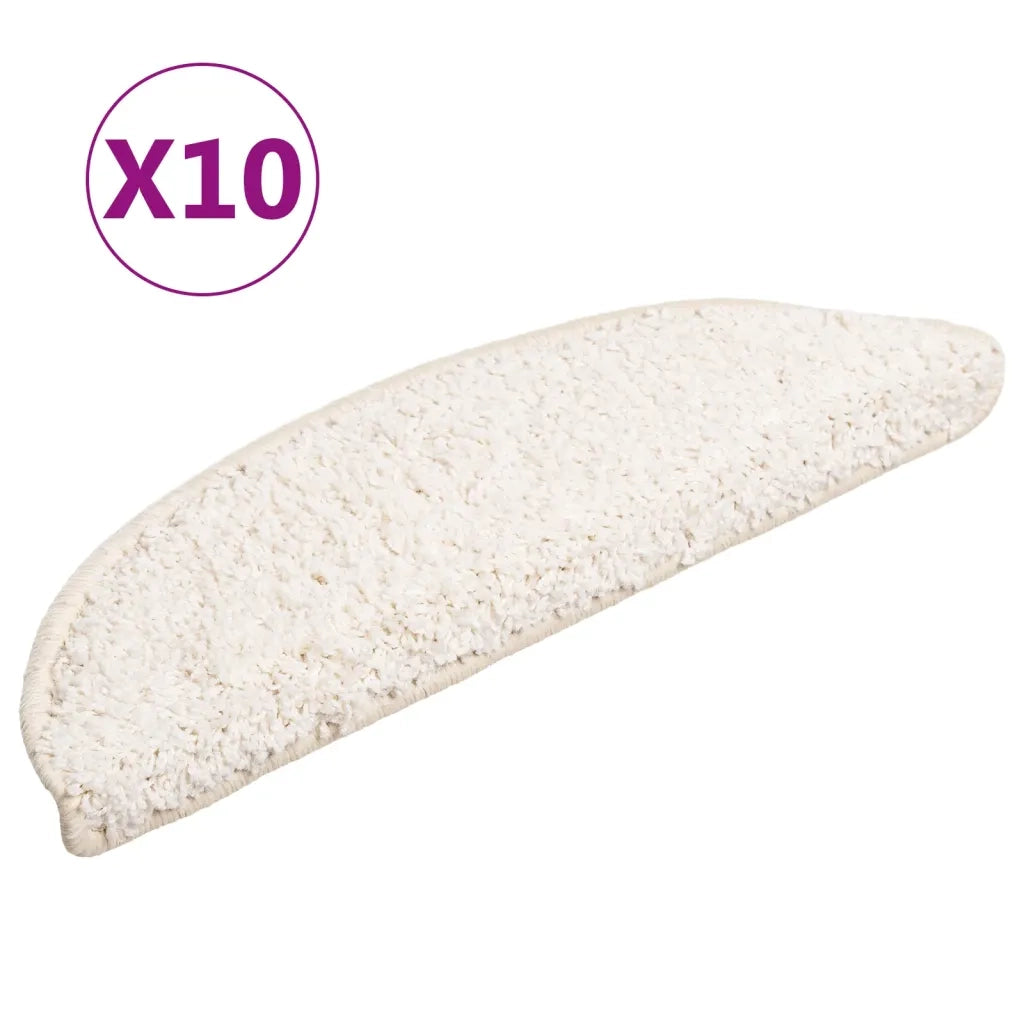 Tappetini per scale 10 pz 56x17x3 cm Bianco Semicircolari 149795