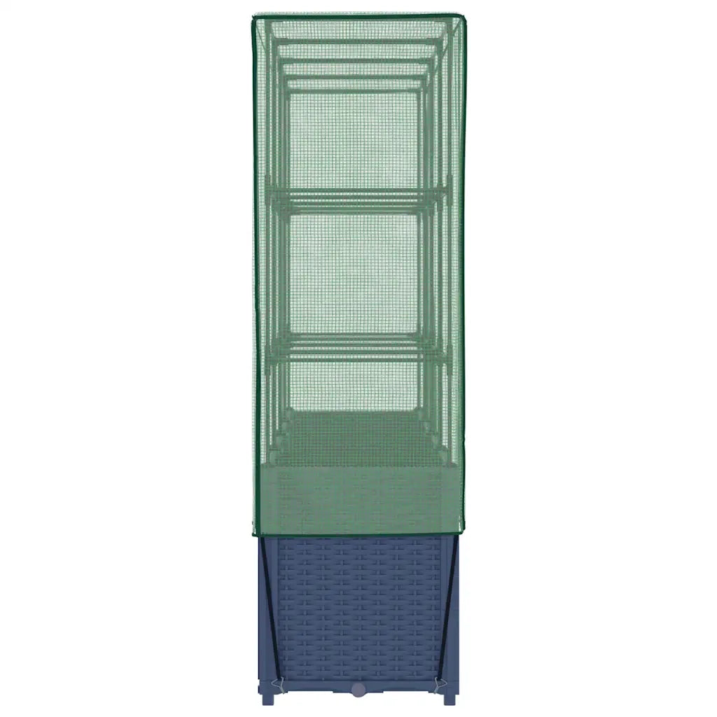 Fioriere | Cassetta per fiori | Letto rialzato con copertura per serra effetto rattan 160x40x153 cm