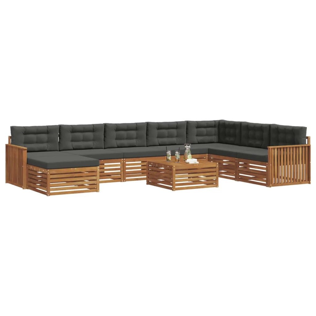 Set di divani da esterno con cuscino 9 pcs Naturale e Antracite 3373977