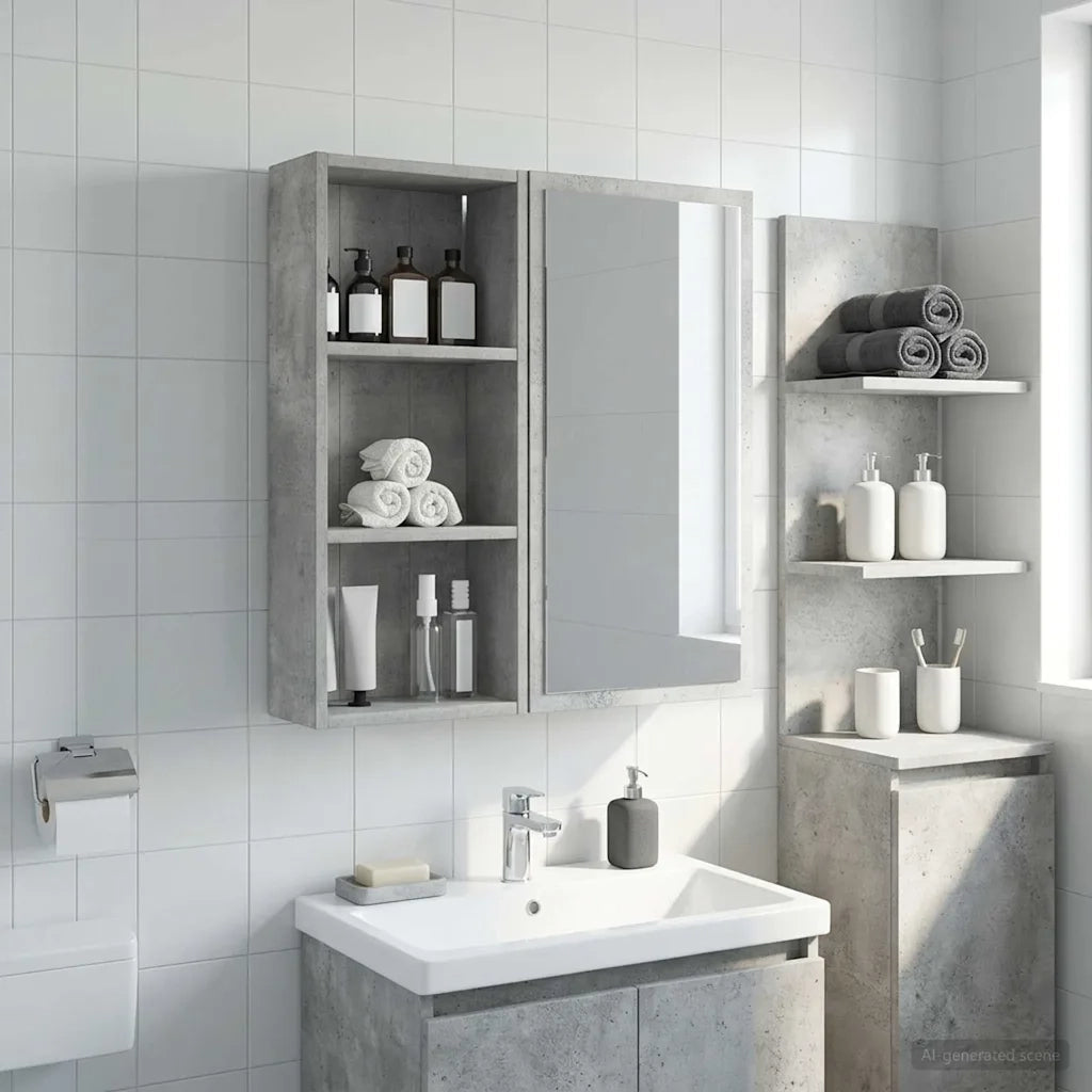 Armadio da bagno a muro Grigio Cemento 30 x 14 x 70 cm 889330