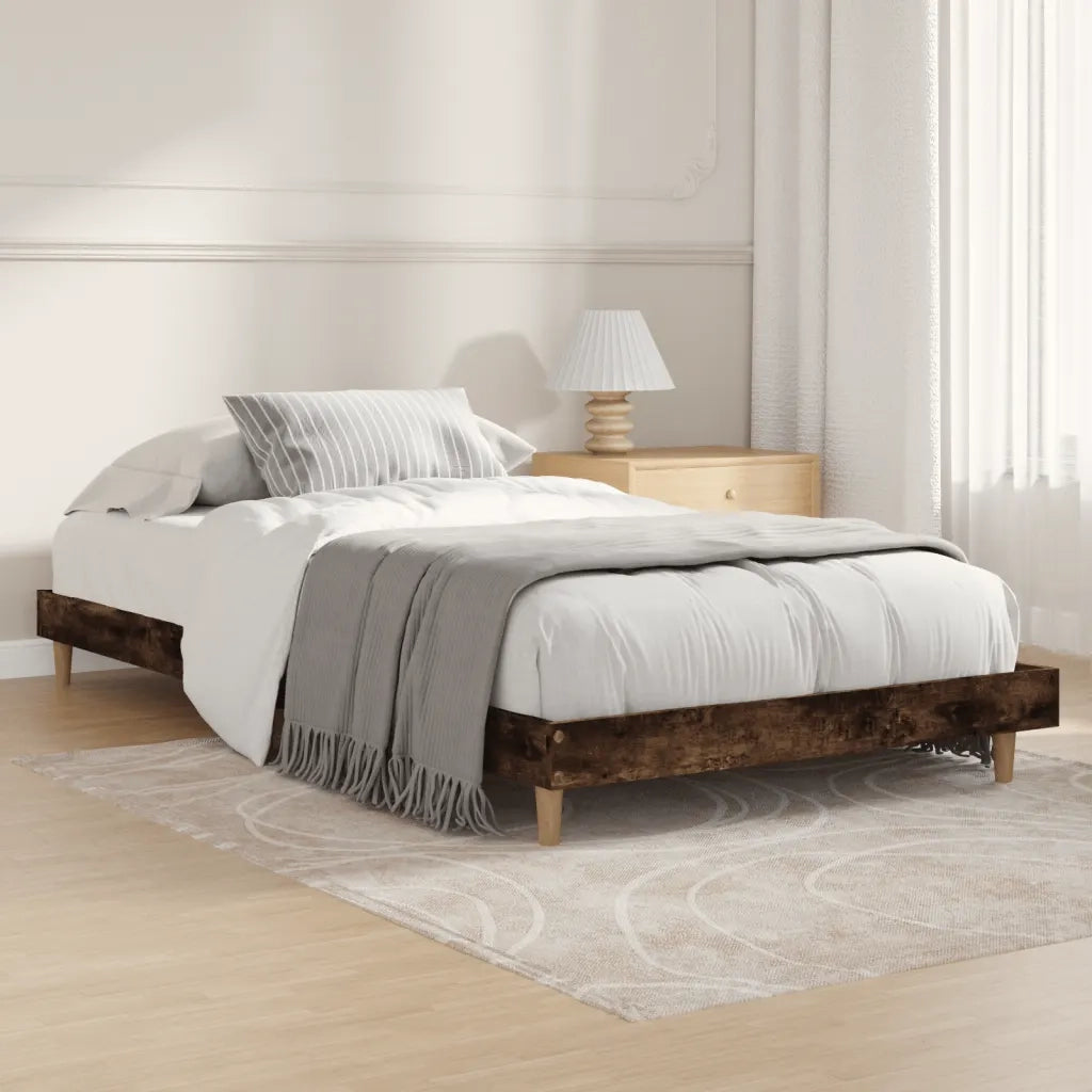 vidaXL Giroletto senza Materasso Rovere Fumo 90x200 cm in Truciolato