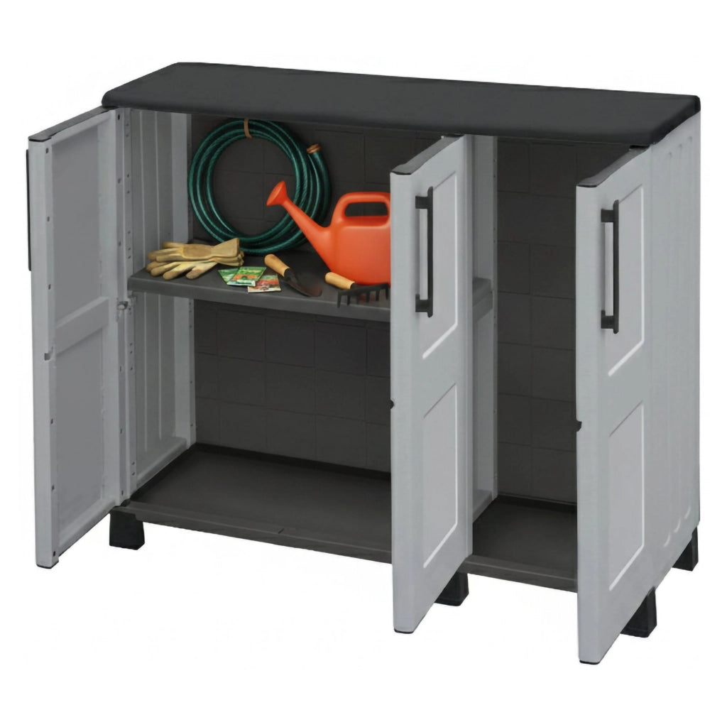 Mobile da Giardino Alaghesia, Armadio da Esterno 2 Ripiani Made in Italy, 102x37x90h cm Grigio Chiaro