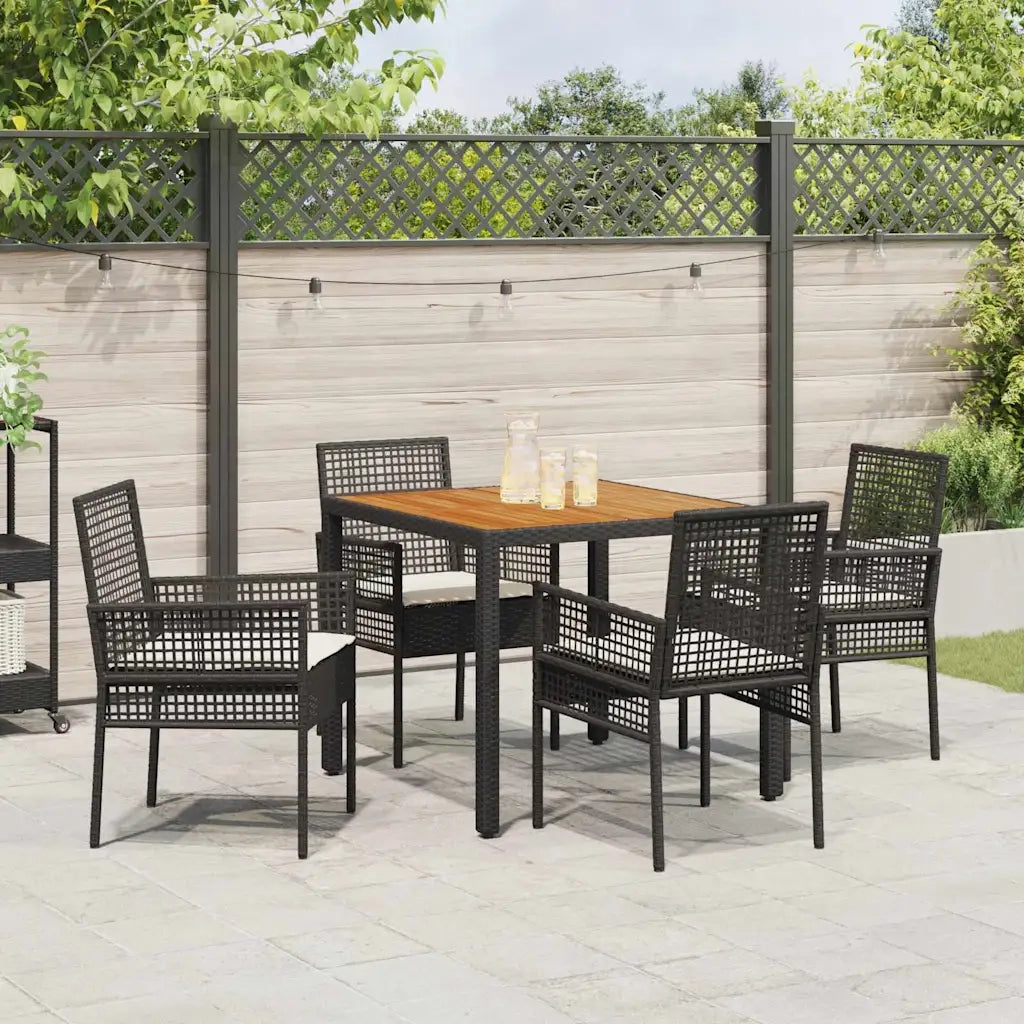 Set da Pranzo per Giardino 5 pcs Nero polyrattan 3334902