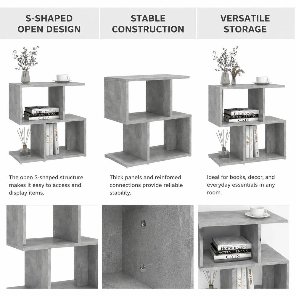 Bedside Table, Concrete Grey, 50x30x51.5 Cm, Wood-based Material