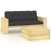 Set di mobili da giardino mobili da esterno 2 pezzi con cuscini legno di pino impregnato 02_0015883