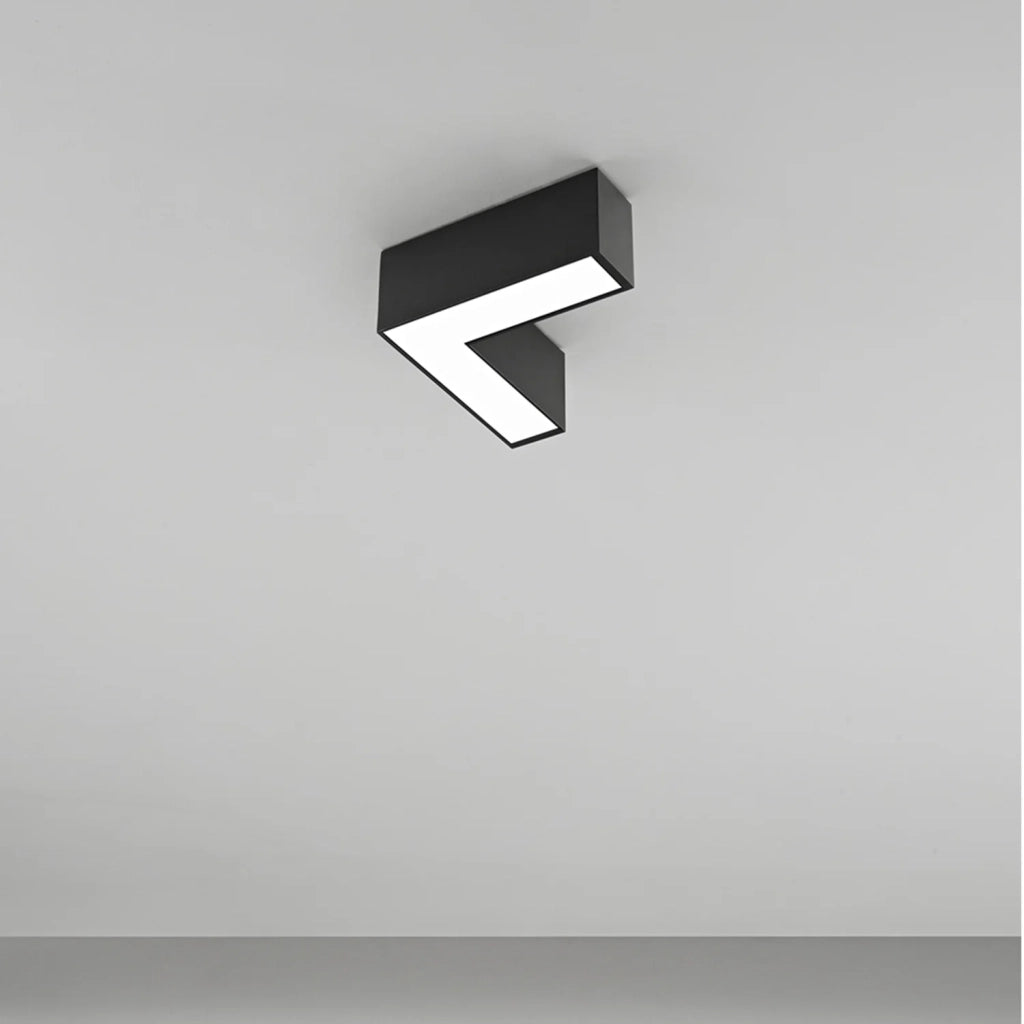 Plafoniera Moderna Grid Giunto L Alluminio Nero Led 10W Dimmerabile Ip20