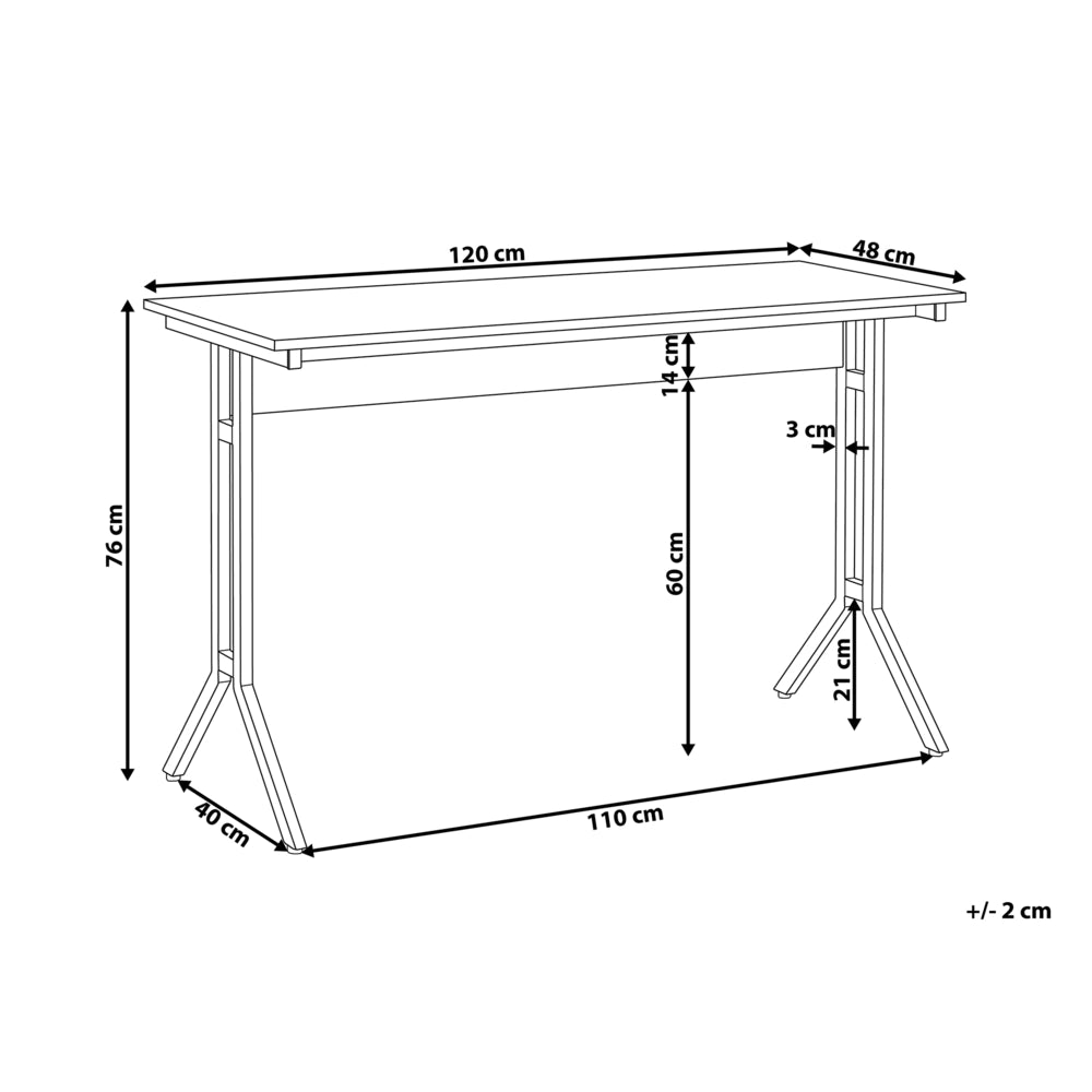 Scrivania da home office Piano in legno scuro Gambe in acciaio verniciato a polvere Nero 120 x 48 cm Design industriale moderno
