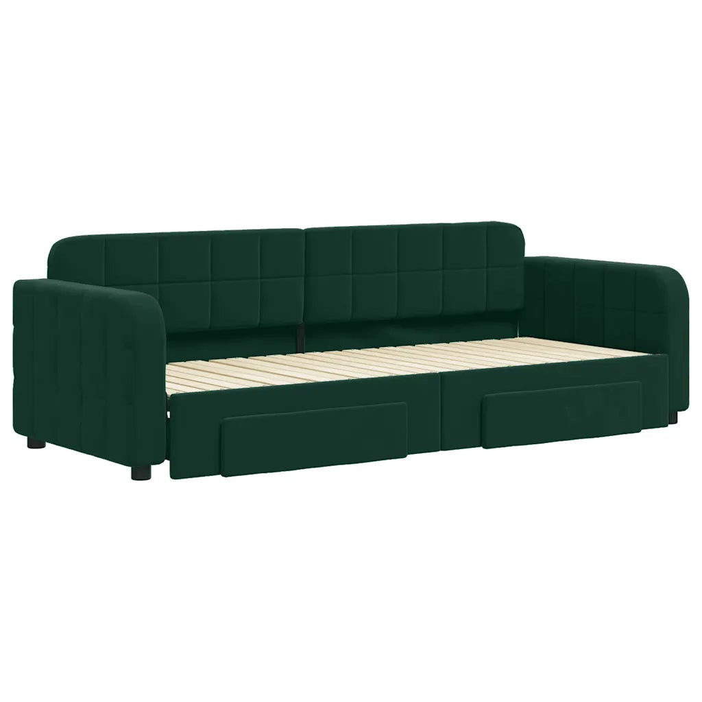 Divano Letto Estraibile Cassetti Verde Scuro 80x200cm Velluto 3196972