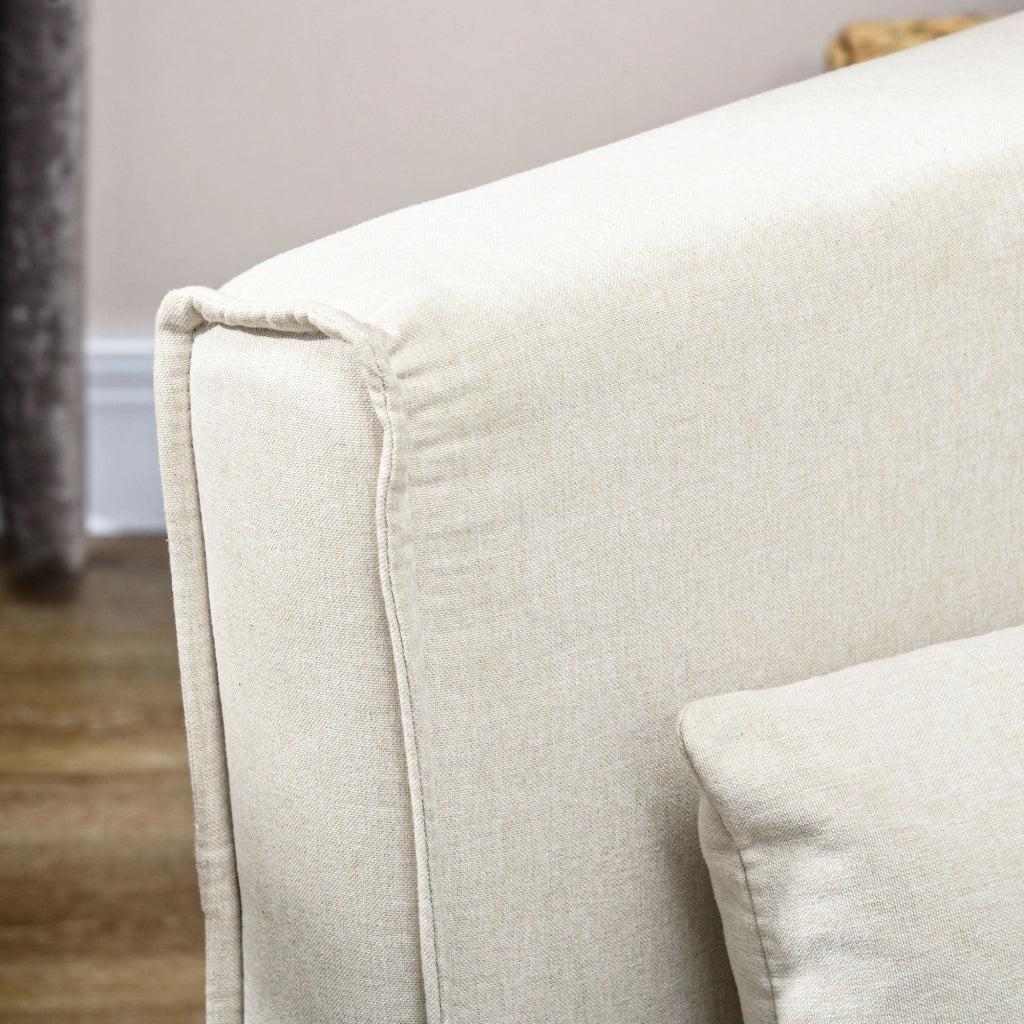 Poltrona Letto Singolo Reclinabile 72x78x79 cm con Cuscino in Tessuto Effetto Lino Beige