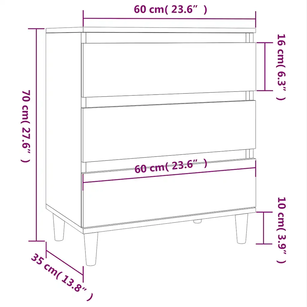 Credenza Rovere Marrone 60x35x70 cm in Legno Multistrato cod mxl 27282
