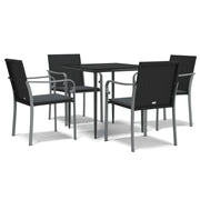 Set Pranzo da Giardino 5pz | Set Salotto da Giardino con Cuscini in Polyrattan e Acciaio
