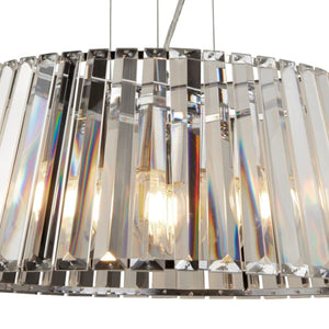 Lampadario Contemporaneo Tiara Acciaio Cromo Vetro Trasparente 5 Luci E14