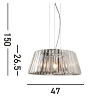 Lampadario Contemporaneo Tiara Acciaio Cromo Vetro Trasparente 5 Luci E14