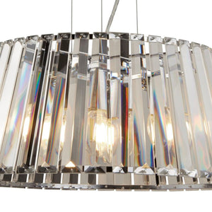 Lampadario Contemporaneo Tiara Acciaio Cromo Vetro Trasparente 5 Luci E14