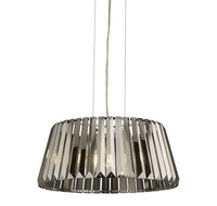 Lampadario Contemporaneo Tiara Acciaio Cromo Cristallo Fumè 5 Luci E14