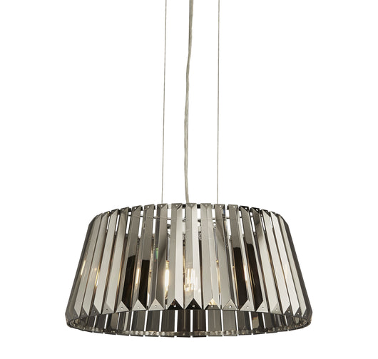Lampadario Contemporaneo Tiara Acciaio Cromo Cristallo Fumè 5 Luci E14