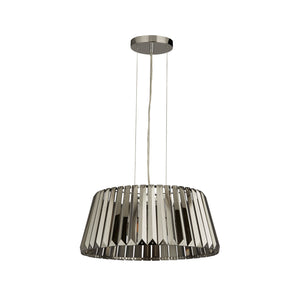 Lampadario Contemporaneo Tiara Acciaio Cromo Cristallo Fumè 5 Luci E14