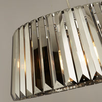 Lampadario Contemporaneo Tiara Acciaio Cromo Cristallo Fumè 5 Luci E14