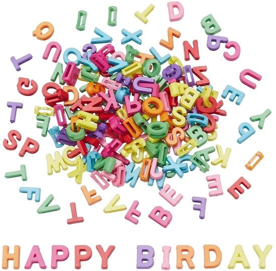Lettere Acriliche 300 Pezzi - A-Z - Colori Scuri - Perline 3D Singole - Gioielli Artigianali - Sostenibili e Leggeri