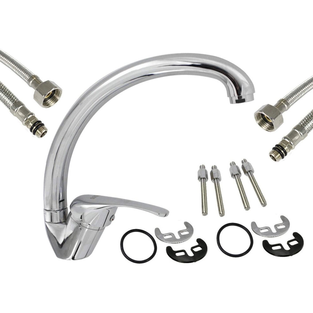 Trade Shop - Rubinetto Cucina Lavello Monoforo Miscelatore Orientabile Cromato Satinato 79827 -