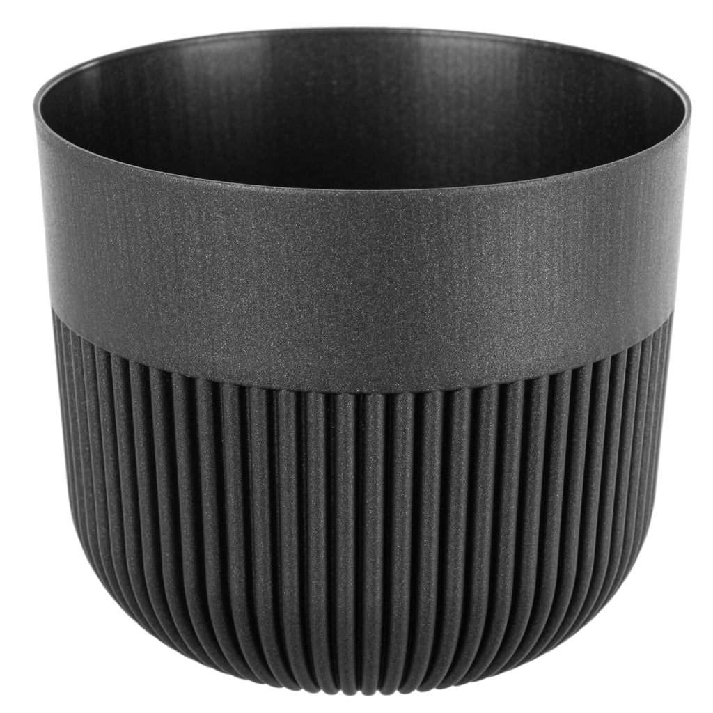 Vaso da fiori KADAX, coprivaso, 17 cm, plastica, rotondo, a coste, grafite