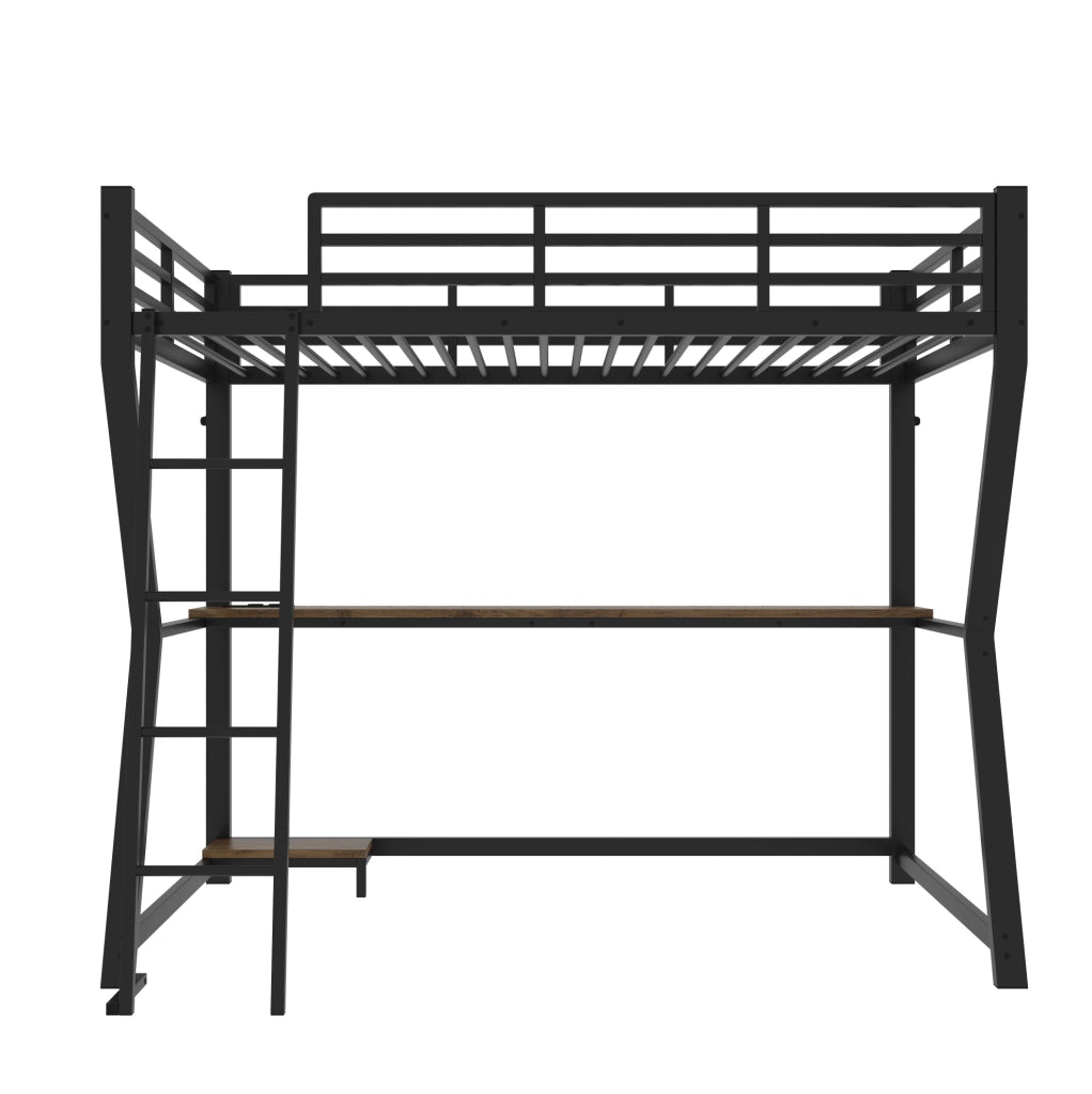 Letto a soppalco 90x200 cm con scrivania, LED, presa USB e scala
