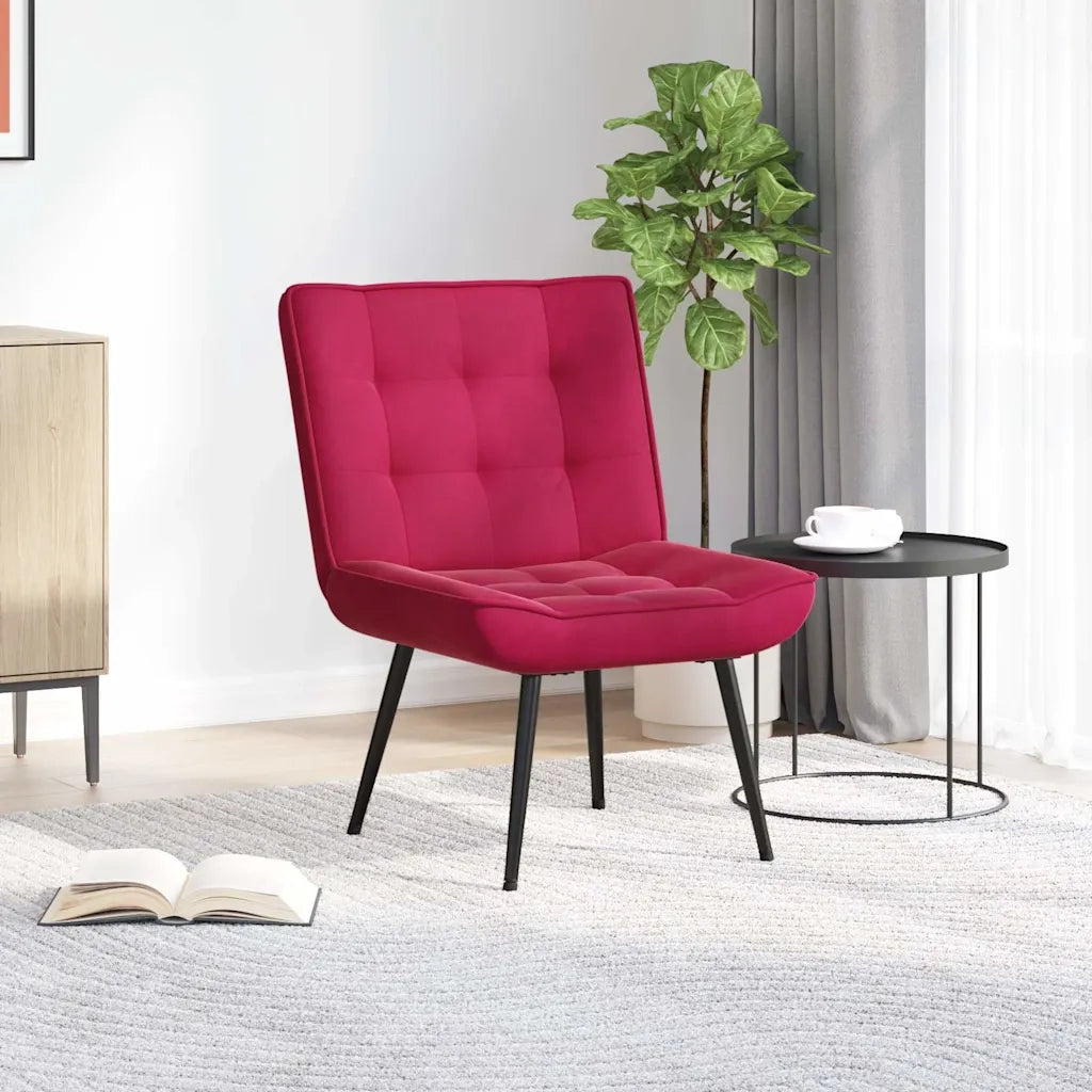 Sedia Relax 64x74x84 cm Rosso Vino in Velluto