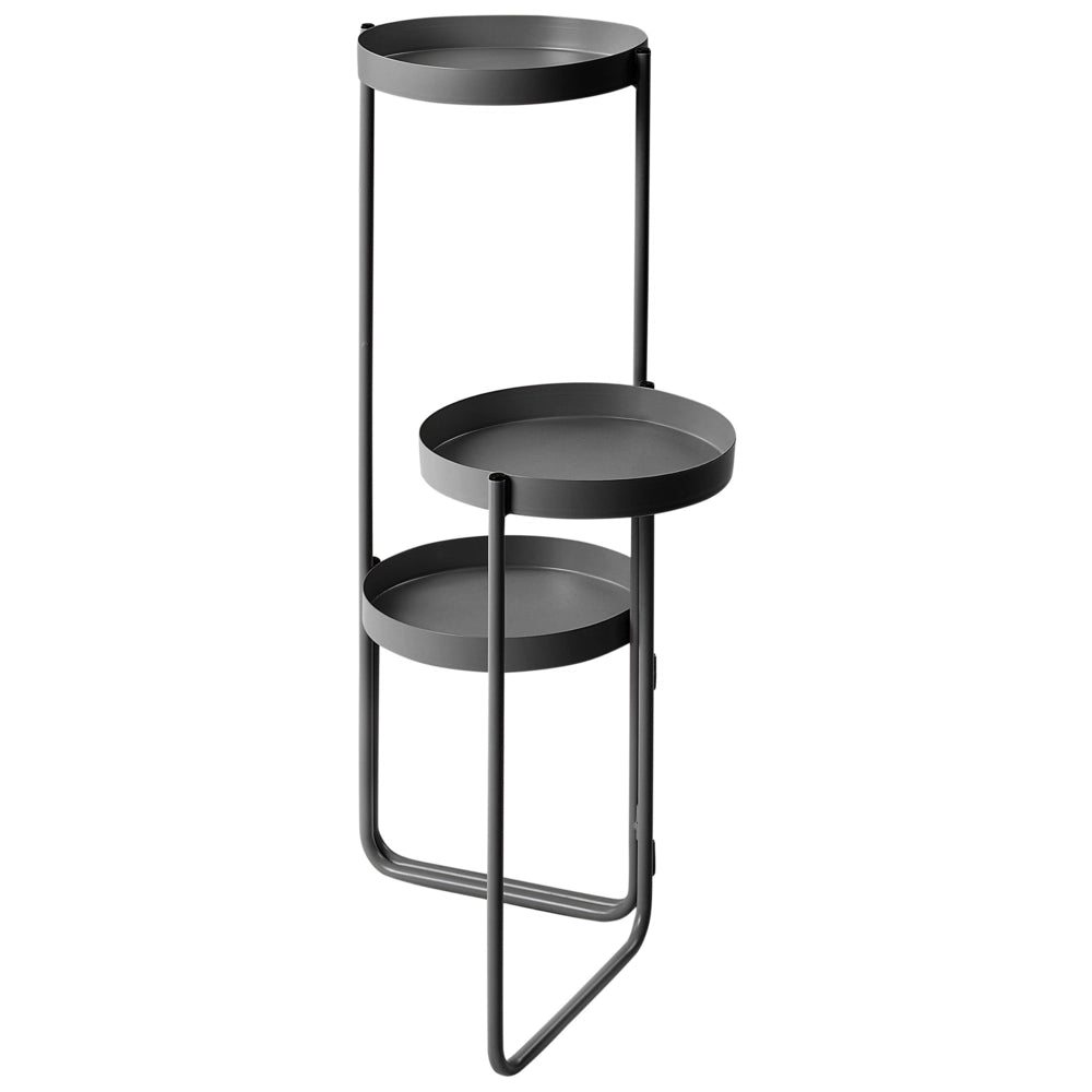 Portapiante per fiori rotonda in metallo nero 21 x 42 x 60 cm per interni ed esterni