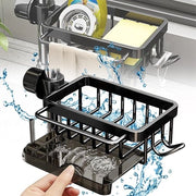 Organizzatore di vasca da bagno in acciaio inossidabile, con sgancio del tubo di scarico, organizzatore da cucina con asse da asciugamani, organizzatore da cucina con organizzatore di scarico, per cucina e bagno (nero)