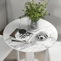 Tavolo da pranzo rotondo in acciaio verniciato a polvere, in MDF con melamina, con piedini antiscivolo, 70 x 74 cm, Bianco