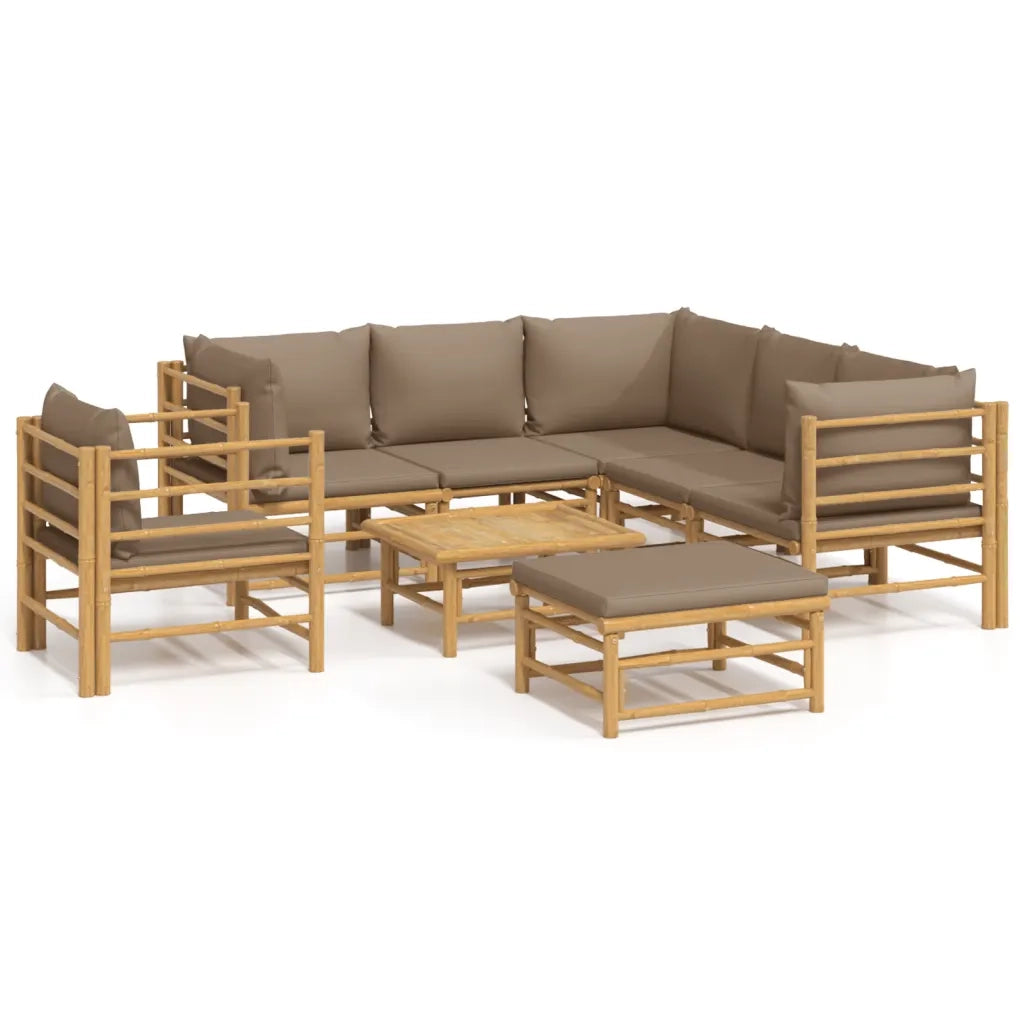 Set Salotto da Giardino 8pz con Cuscini Tortora BambÃ¹