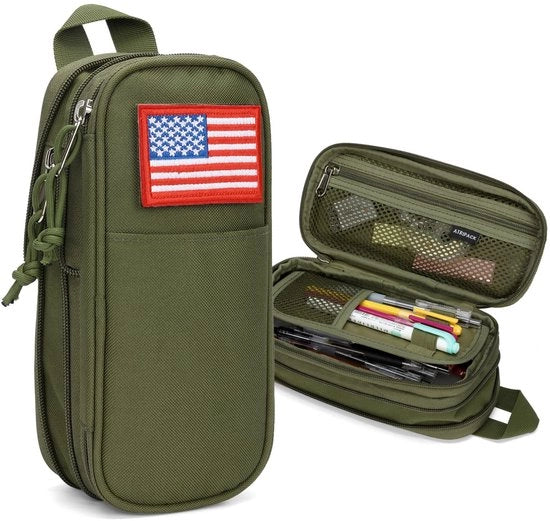 Etui con grande capacità, grande spazio di stoccaggio, astuccio tattico per strumenti, astuccio per matite, tasca per penna, borsa da viaggio, borsa scolastica, borsa universitaria, organizzatore per ufficio per bambini, uomini e donne