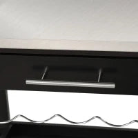 Carrello da Cucina con Ruote, Mensola e Porta Bottiglie, Piano in Acciaio Inox, 60L x 40P x 85A cm, Nero