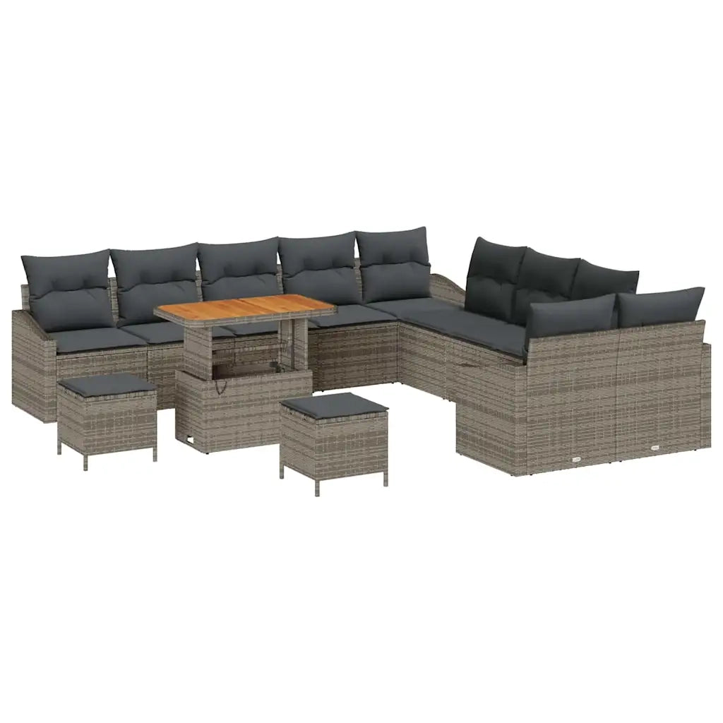 Set Divano da Giardino con cuscino 13 pcs Grigio polyrattan 3362718