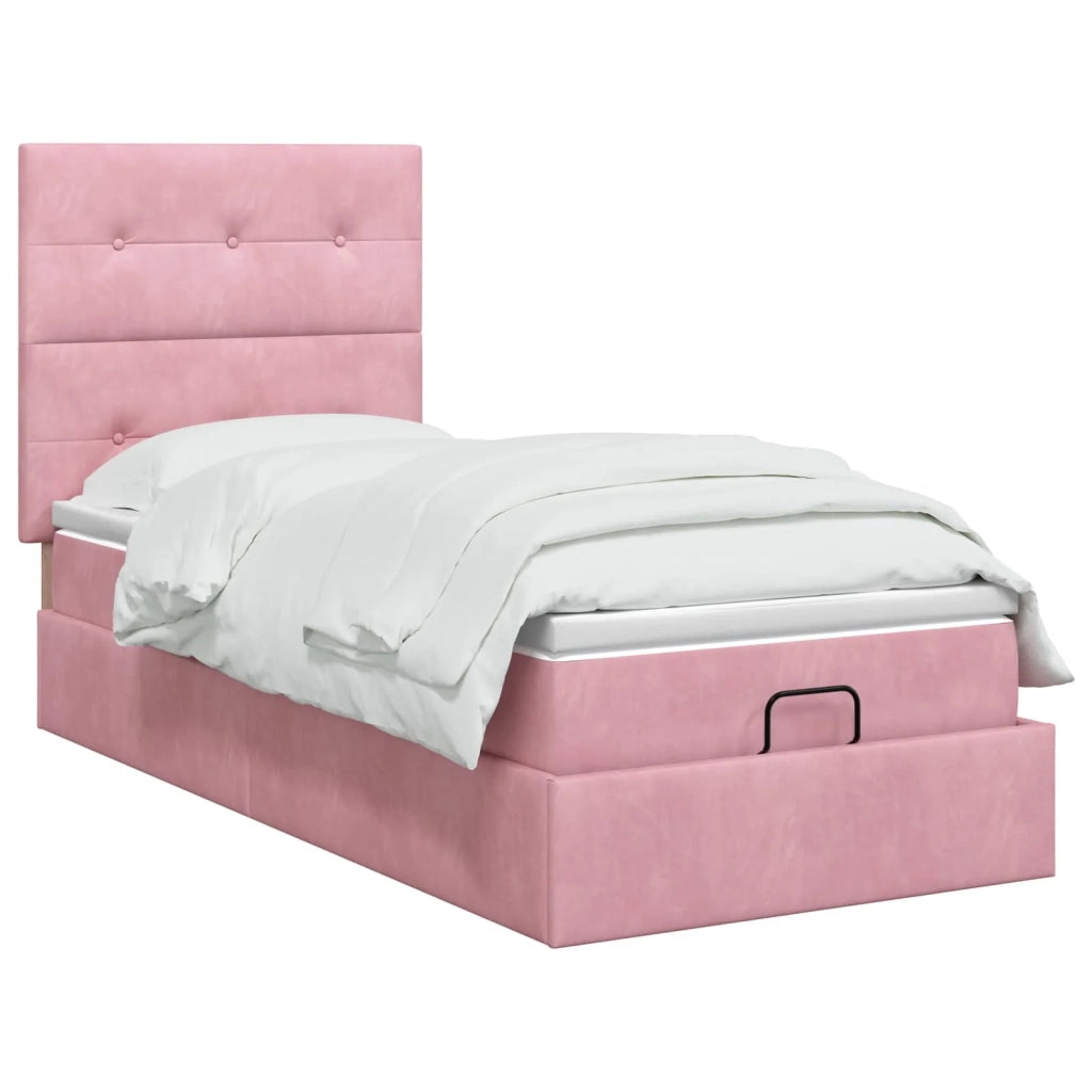 Letto ottomano con materasso Rosa 80 x 200 cm Velluto 3457688