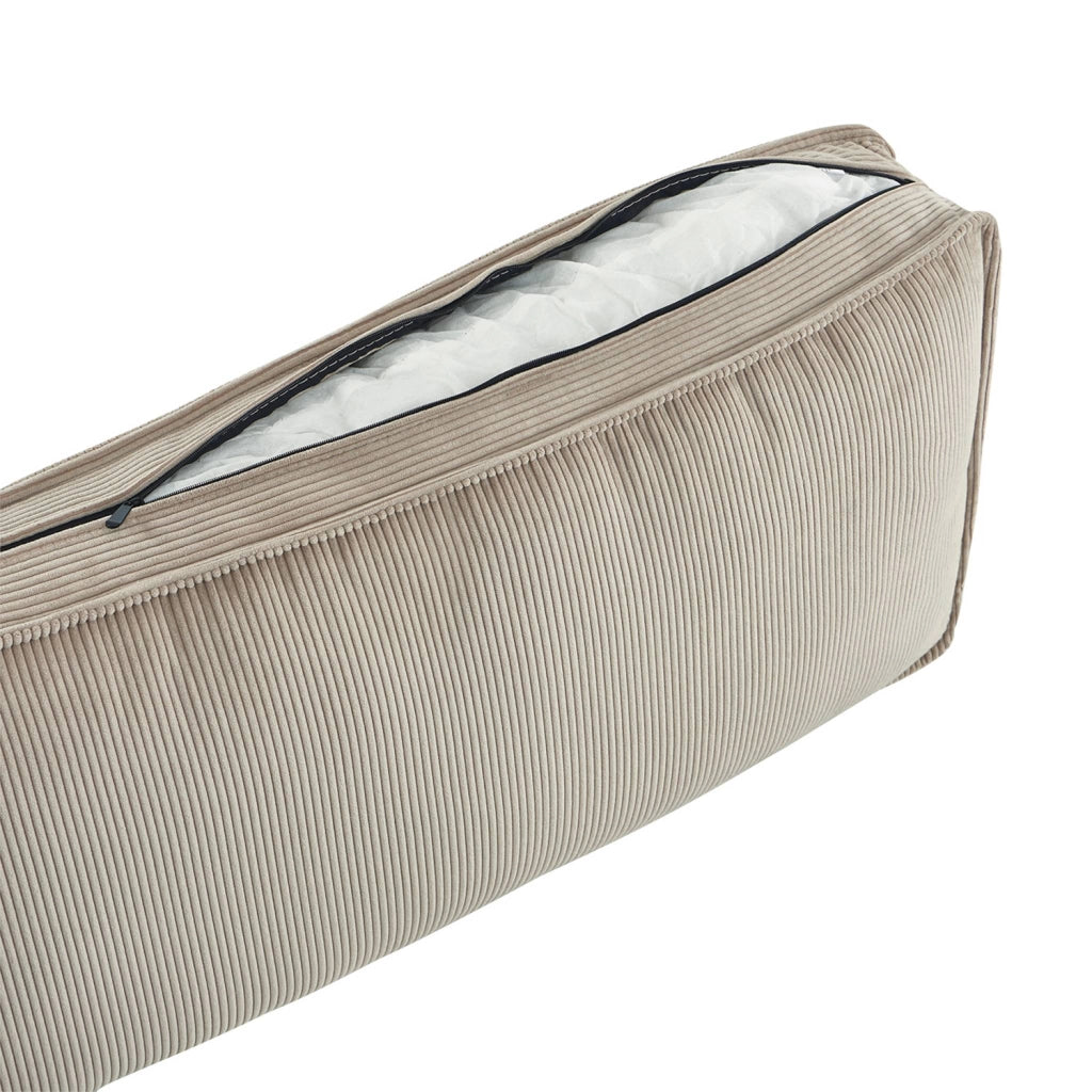 Divano angolare destro in velluto a coste, 3 posti, beige